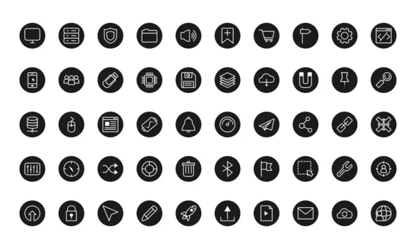 Ui o ux conjunto de iconos, estilo de bloque — Archivo Imágenes Vectoriales