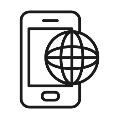 küresel küre simgesine sahip akıllı telefon, satır biçimi