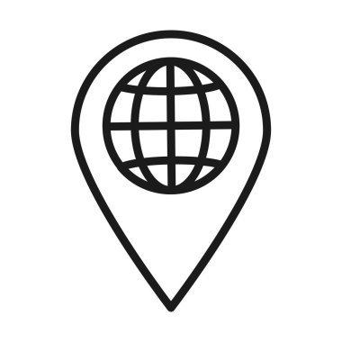 küresel küre simgesine sahip konum iğnesi, satır biçimi