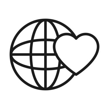 kalp simgesine sahip küresel küre, çizgi biçimi