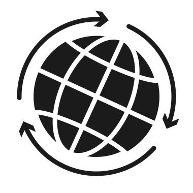 etrafında oklar olan küresel küre, siluet biçimi