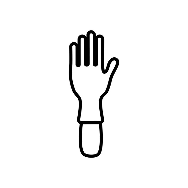 Hand mit medizinischem Handschuh-Symbol, Linienstil — Stockvektor