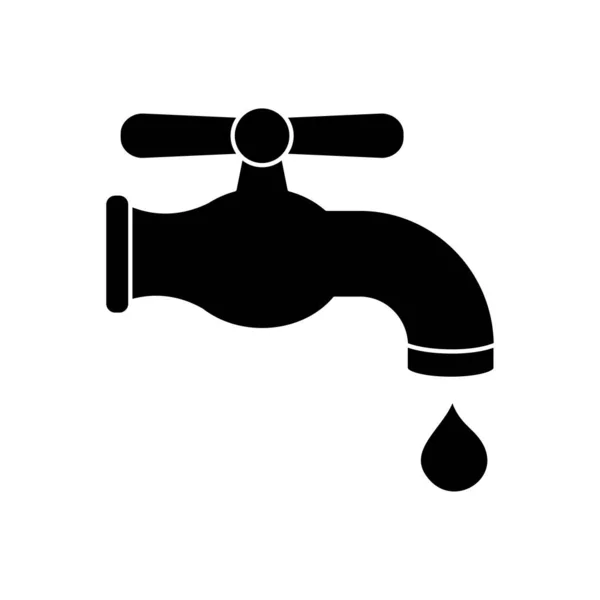 Acqua rubinetto e icona goccia, stile silhouette — Vettoriale Stock