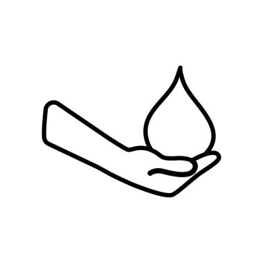 Bir su damlası simgesini tutan el, satır biçimi