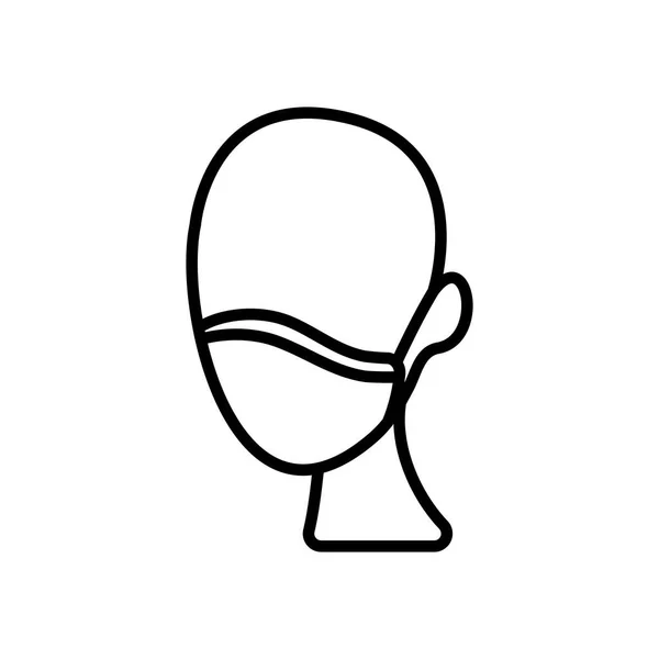 Pictogram head with medical mask icon, line style — Stock Vector