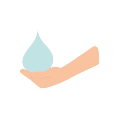 Su damlası simgesi olan el, düz stil