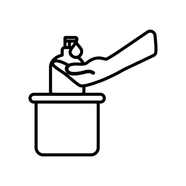Lahvička tekutého antibakteriálního mýdla s dávkovačem, linkový styl — Stockový vektor