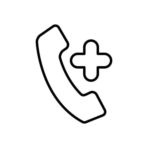 Teléfono y médico icono cruz, estilo de línea — Vector de stock