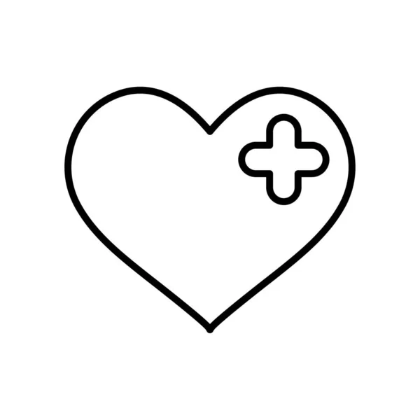 医療用十字アイコンのハートラインスタイル — ストックベクタ