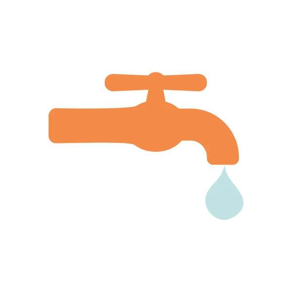 Water faucet and drop icon, flat style — Stock Vector