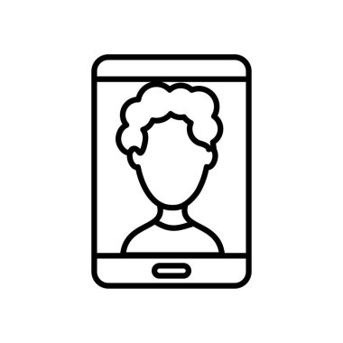 akıllı telefon ekranda Avatar adam, satır biçimi