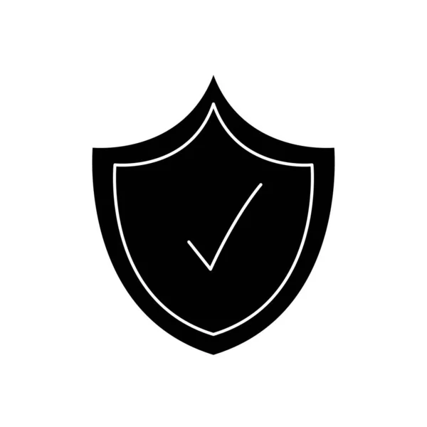 Escudo de seguridad con icono de marca de verificación, estilo de silueta — Archivo Imágenes Vectoriales