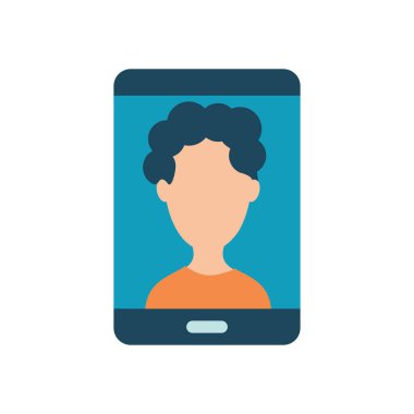 Ekranda Avatar Adam ile akıllı telefon, düz stil