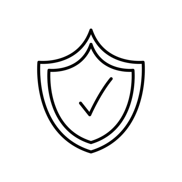 Escudo de seguridad con icono de marca de verificación, estilo de línea — Archivo Imágenes Vectoriales