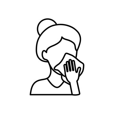 Avatar kadın ağzını peçeteyle temizliyor.