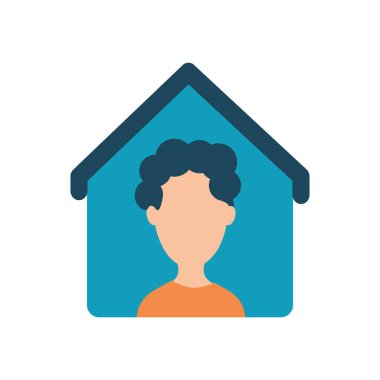 Evde kalıp konsept yapmak, içinde Avatar olan bir ev, düz stil.