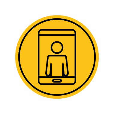 ekranda pictogram man simgesi olan akıllı telefon, siluet biçimini engelle