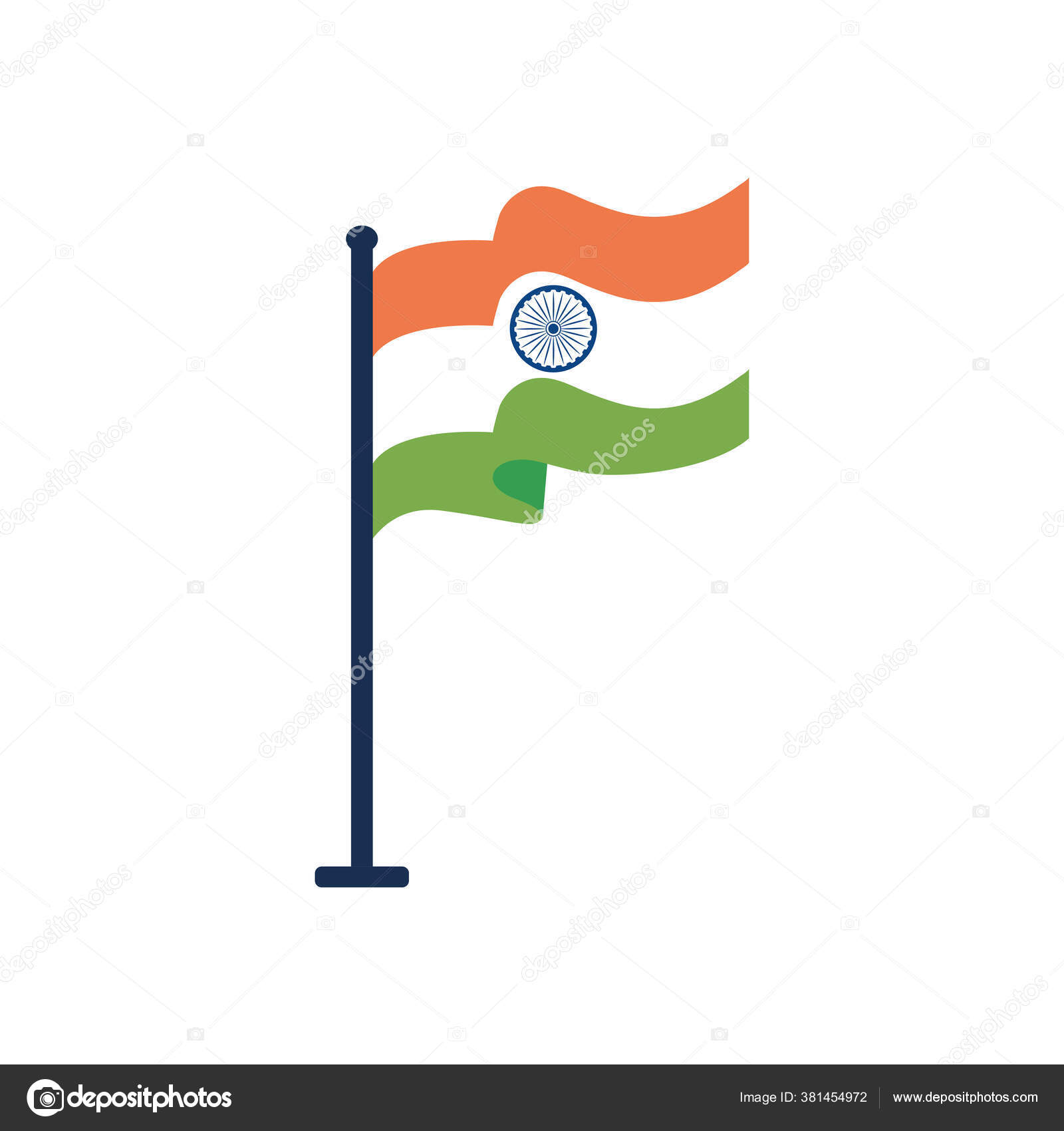 ポール アイコンのインド国旗 フラット スタイル ストックベクター C Vec Stock