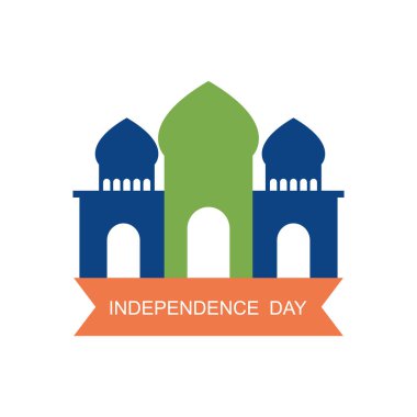 Hindistan 'ın bağımsızlık günü konsepti, Tac Mahal dekoratif kurdeleli, düz stil.