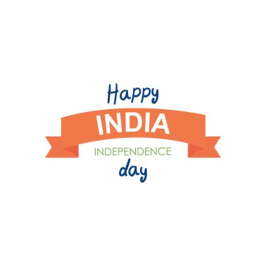 Mutlu Hindistan Bağımsızlık Günü dekoratif kurdeleli, düz stili harf dizaynı.
