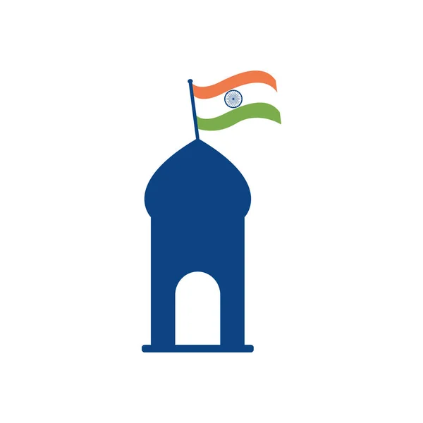 День независимости Индии концепции, ден Республики Индия с флагом значок, плоский стиль — стоковый вектор