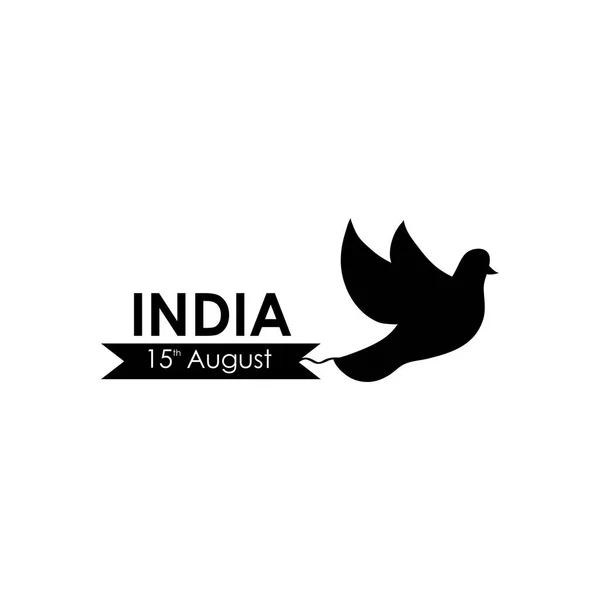 Дизайн Дня независимости Индии с декоративной лентой и иконой голубя, силуэт стиль — стоковый вектор