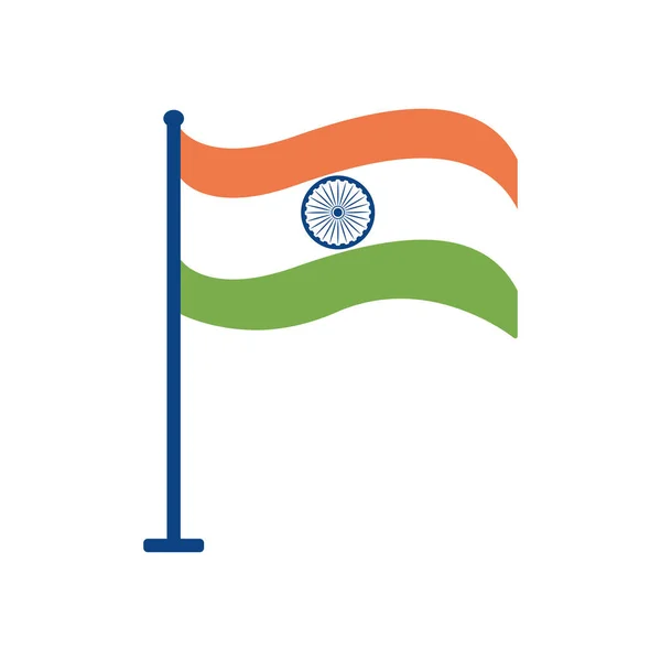 Tyč s ikonou indické vlajky, plochý styl — Stockový vektor