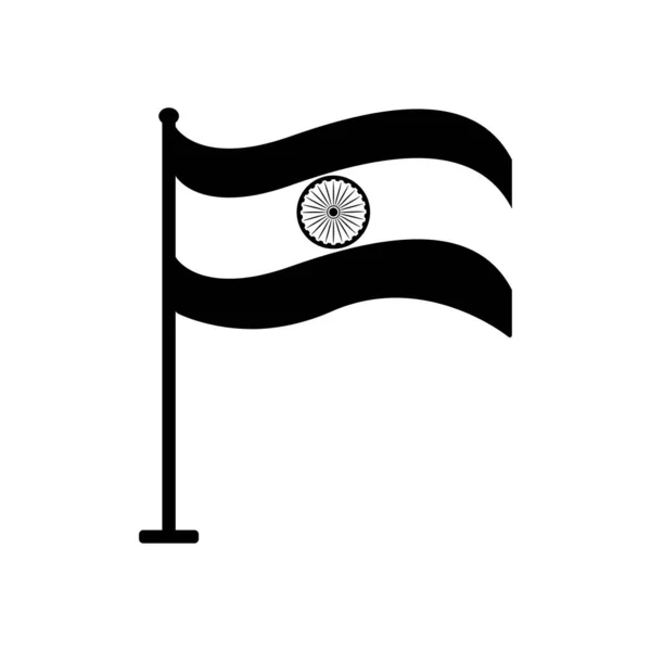 Poste con icono de la bandera de la India, estilo silueta — Vector de stock