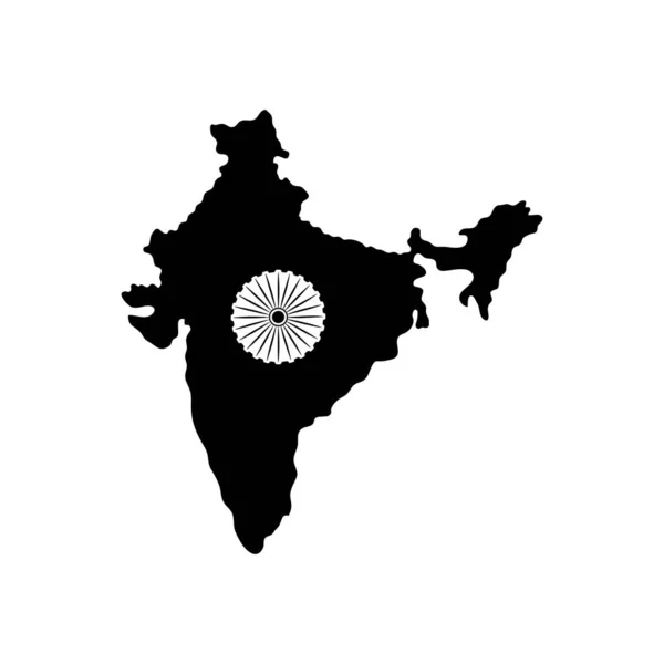 Indien självständighet dag koncept, Indien karta med flagga design, silhuett stil — Stock vektor