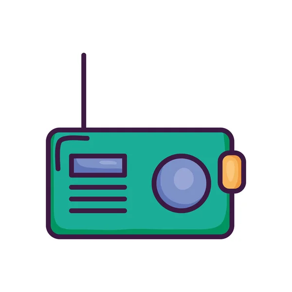 Retro radio ikon, linje färg stil — Stock vektor