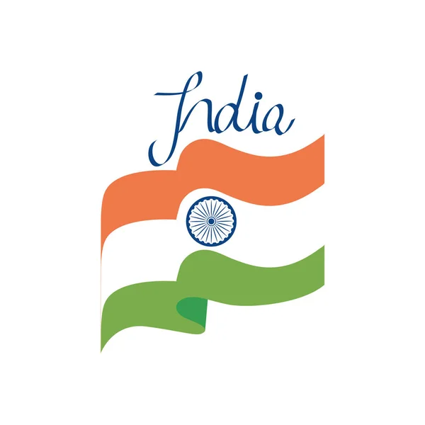 Икона размахивания флагом Индии, плоский стиль — стоковый вектор