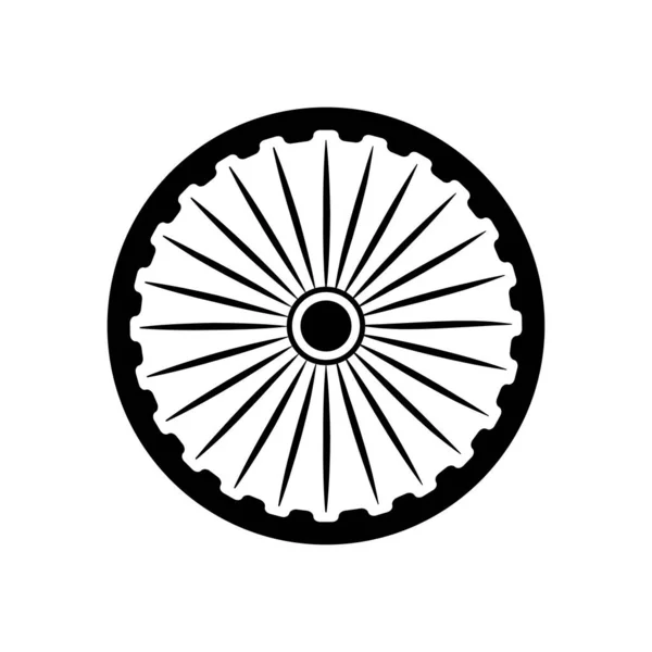 Ashoka chakra symbool icoon, silhouet stijl — Stockvector