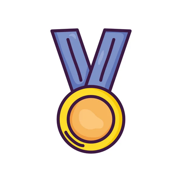 Vinnare medalj ikon, linje färg stil — Stock vektor