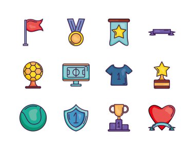 madalya ve oyun olay simgesi seti, satır renk biçimi