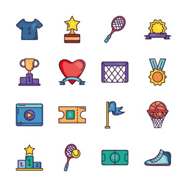 oyun bileti ve oyun olay simgesi seti, satır rengi biçimi