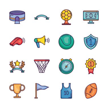 megafon ve oyun olay simgesi seti, satır renk biçimi