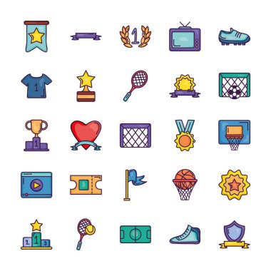 retro televizyon ve oyun olay simgesi seti, satır rengi biçimi