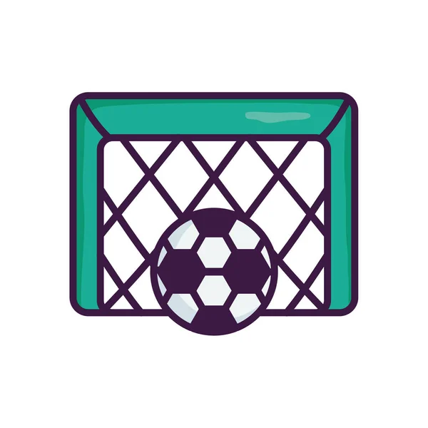 Bola de futebol e gol ícone do portão, estilo de cor de linha — Vetor de Stock