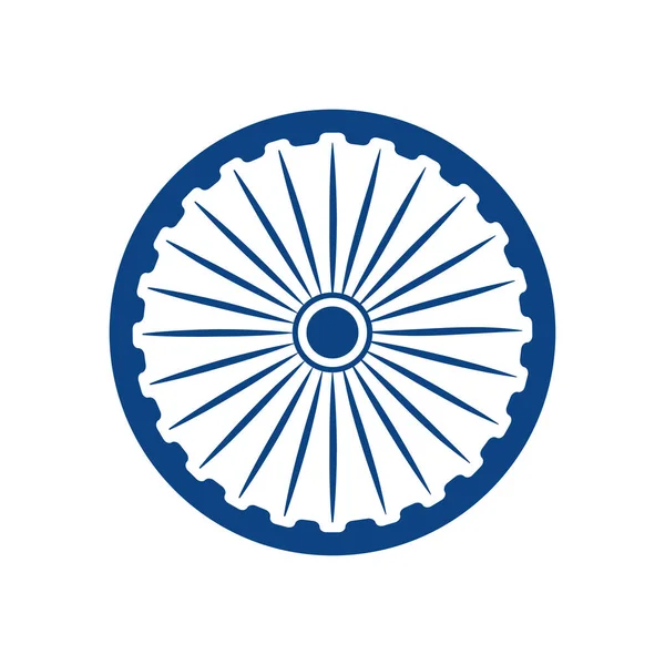 Aschoka Chakra Symbol, flacher Stil — Stockvektor