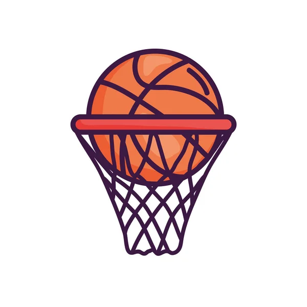 Aro de basquete com ícone de bola, estilo de cor de linha —  Vetores de Stock