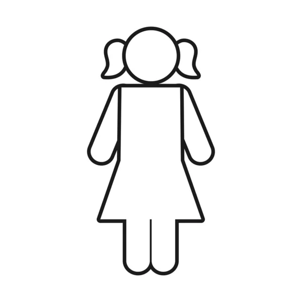 Ícone menina pictograma, estilo de linha — Vetor de Stock