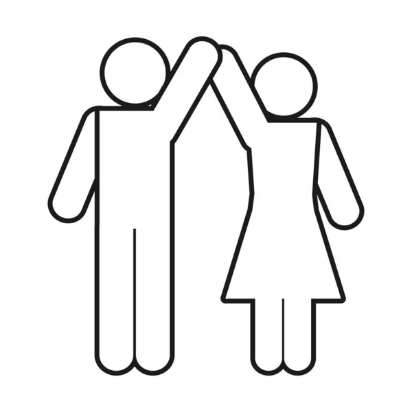 Pictogramme icône couple heureux, style ligne — Image vectorielle