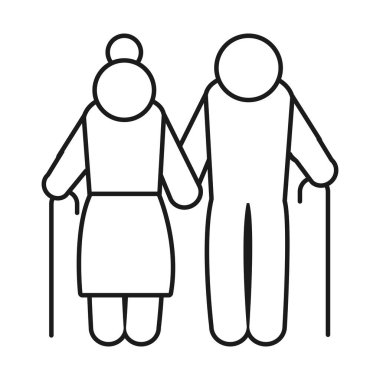 pictogram yaşlı çift simgesi, satır biçimi