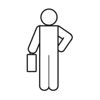 Pictogram işadamı portföy taşıyor, çizgi tarzı.