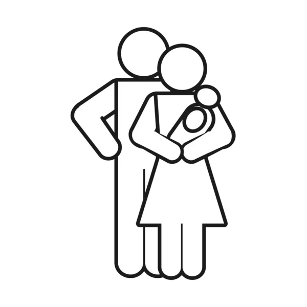 Pictogram familie met baby in armen, lijn stijl — Stockvector