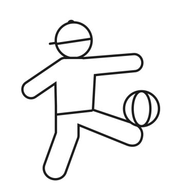 Pictogramcı çocuk topla oynuyor, çizgi tarzı.