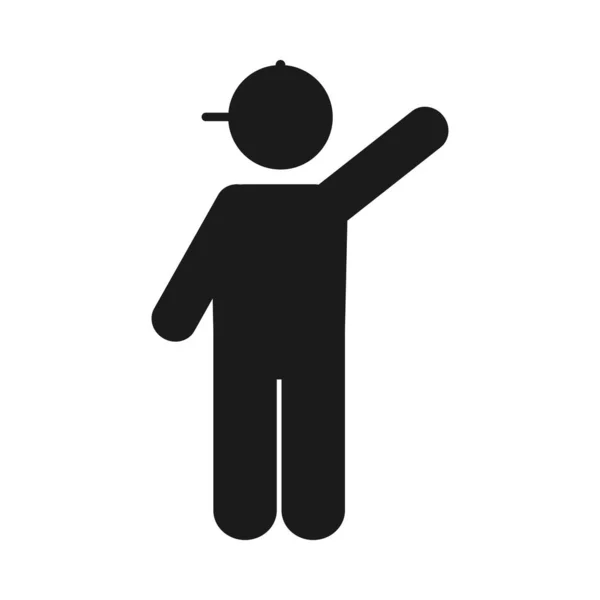 Pictogram boy waving icon, silhouette style — Stock Vector
