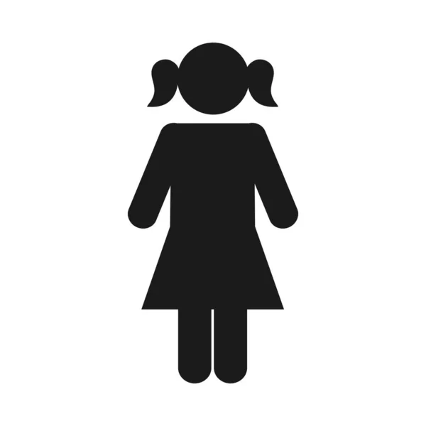 Icône fille pictogramme, style silhouette — Image vectorielle