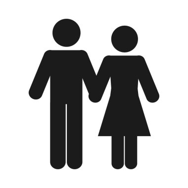 Resim çifti el ele tutuşuyor, siluet tarzı.