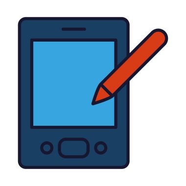 kalem simgesi, satır ve doldurma biçimi olan akıllı telefon